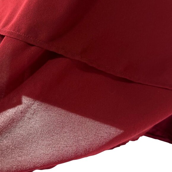 Michael Kors Womens Deep Red V-Neck Tunic Top Sheer Hem Layering Detail Size S - Picture 6 of 10